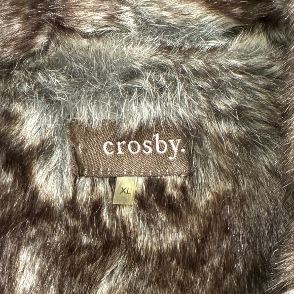 crosby. Dark Brown Faux Fur Trim Vest - Picture 4 of 6
